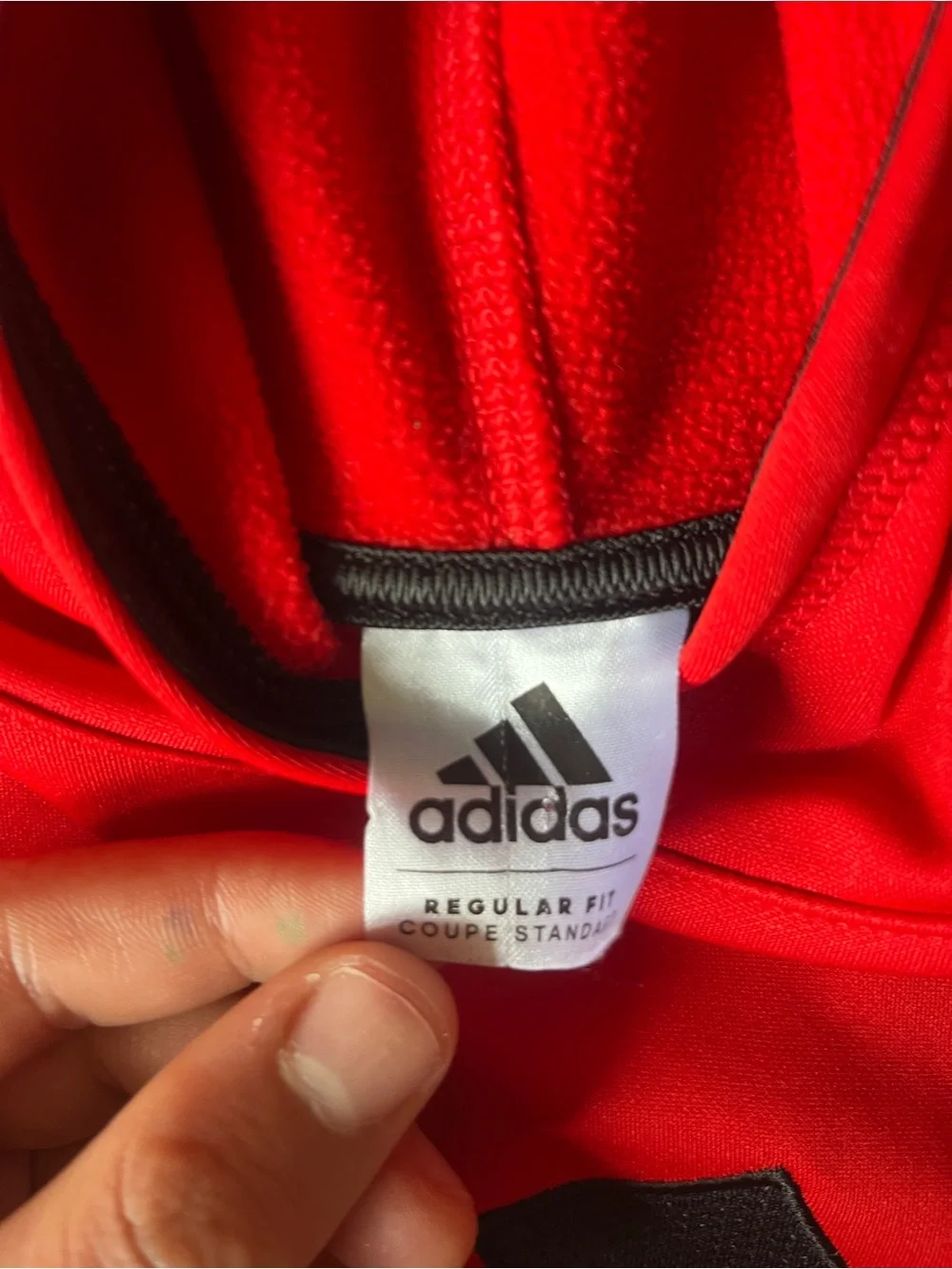 adidas Red Hooded Pullover with Black Logo